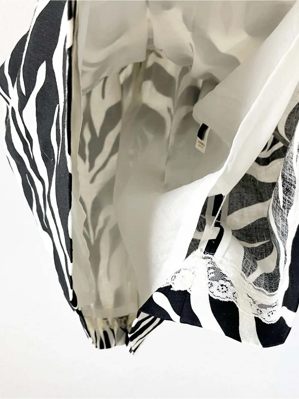 Kate Spade Jillian Sleeveless Bow Waist Black White Zebra Print Linen Dress
